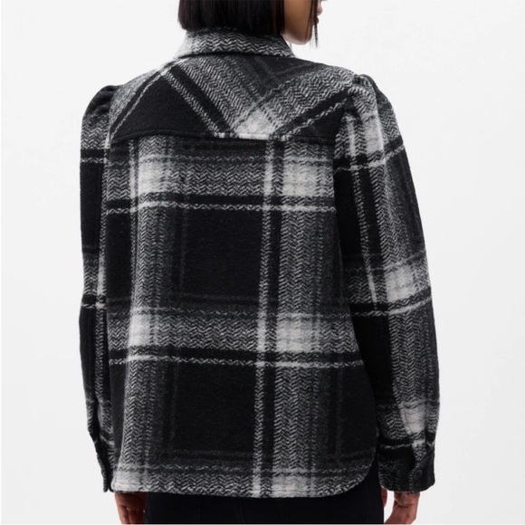 NEW Gap Puff Sleeve Cropped Wool Shirt Jacket - Picture 2 of 4